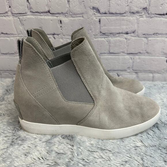 Sorel Out N About Gray Wedge Ankle Boots Size 10 Slip On Booties Waterproof - Picture 1 of 8